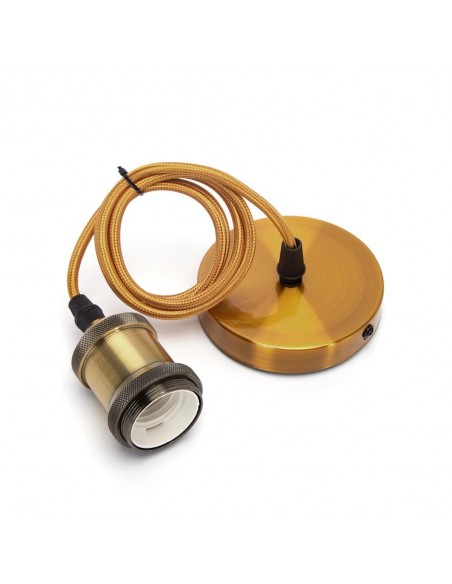 PENDEL CUERDA BASE ORO   PORTALAMPARAS METAL E27 