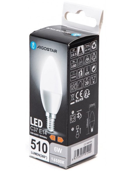 BOMBILLA 6W VELA E14 BLANCA 6000`K