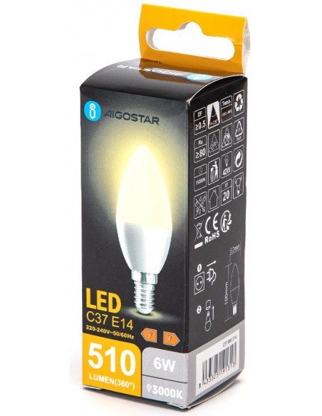 BOMBILLA 6W VELA E14 BLANCA 3000`K