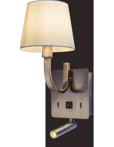 APLIQUE PARED 2XE14   LECTOR CROMO PANTALLA BLANCA