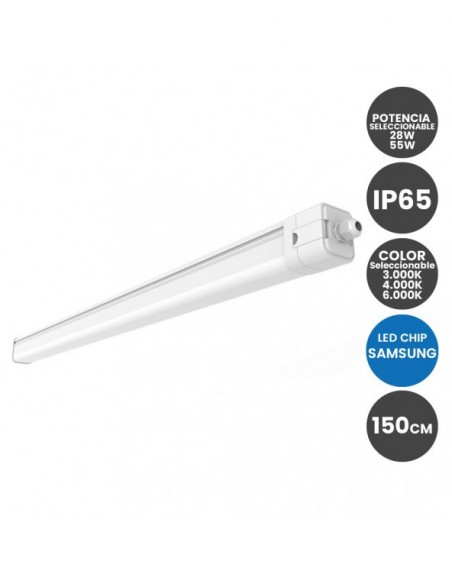 REGLETA ESTANCA 150CM LED 28W-55W SAMSUNG CHIP CCT