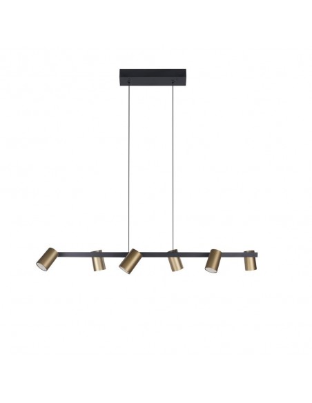LAMPARA LINEAL 6 LUCES NEGRO ORO GU10