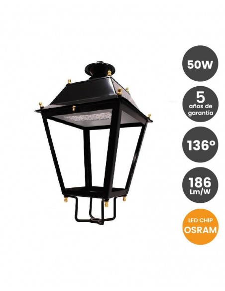 FAROLA VILLA ACERO 50W OSRAM CHIP 186LM/W 5000K