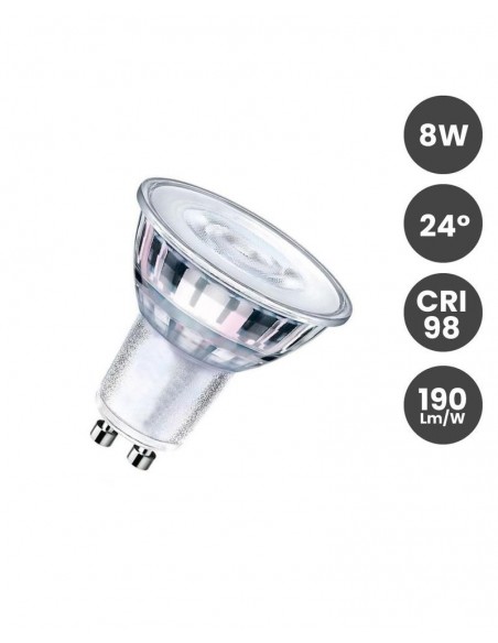 LED GU10 8W CRISTAL 24º 4000K NO FLICK
