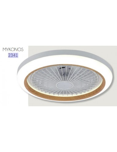 MIKONOS DC PLAFON VENTILADOR BLANCO MADERA 30WX2 