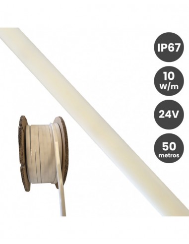 TIRA COB 10W/M 24V IP67 BLANCA CORTE 5cm ROLLO 50 