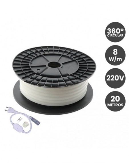 NEON 8W/M 220V  CIRCULAR 360º 2700ºK ROLLO 20M