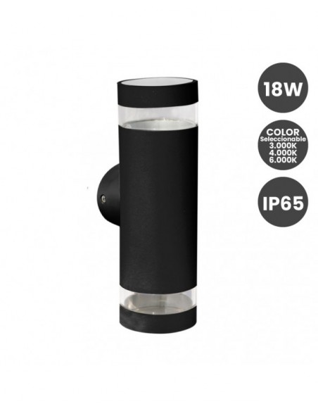 APLIQUE EXTERIOR 18W NEGROCOLOR SELECCIONABLE IP65