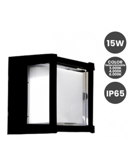 APLIQUE EXTERIOR 15W NEGROCOLOR SELECCIONABLE IP65