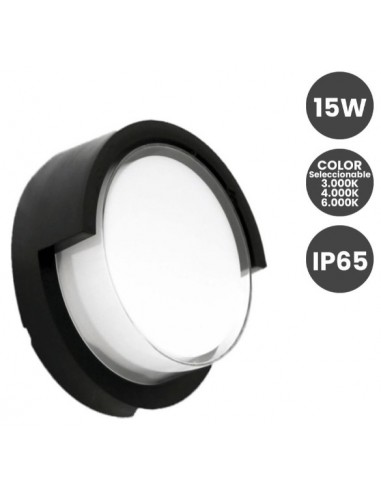 APLIQUE EXTERIOR 15W NEGROCOLOR SELECCIONABLE IP65