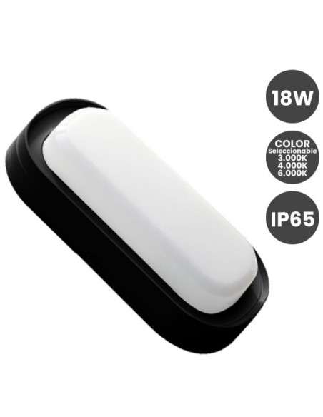 APLIQUE EXTERIOR RECTANGUL 18W SELECCIONABLE NEGRO