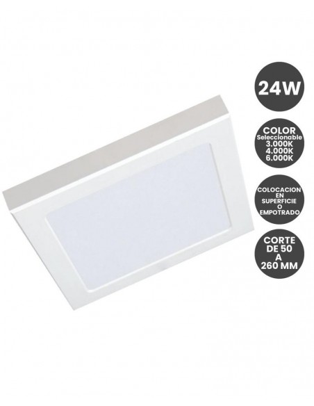 DOWNLIGHT CUADRADO BLANCO 24W AJUSTABLE Y CCT