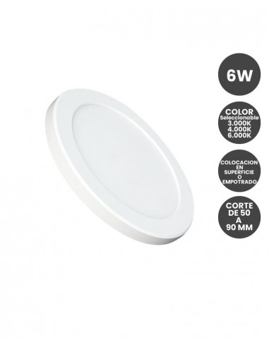 DOWNLIGHT REDONDO BLANCO 6W AJUSTABLE Y CCT