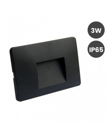 APLIQUE 3W EXTERIOR 2700ºK RECTANGULAR NEGRO IP65