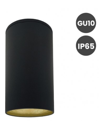 CILINDRO GU10 PLAFON TECHO NEGRO IP65