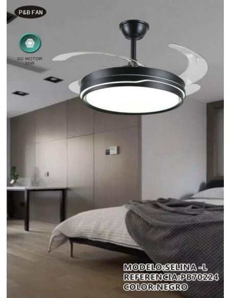 VENTILADOR DC SELINA L 45 45W NEGRO 6 VEL  CCT