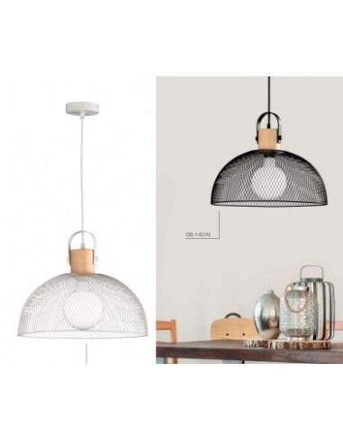 COLGANTE 40CM BLANCO MADERA E27