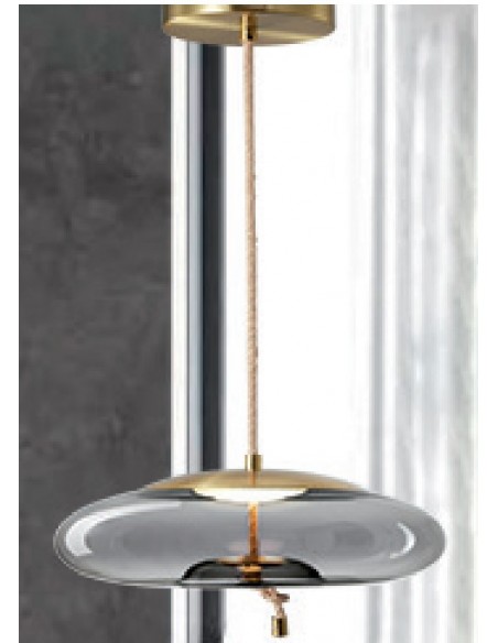 COLGANTE CRISTAL GRIS AHUMADO 24W  4000 CUERO 50cm