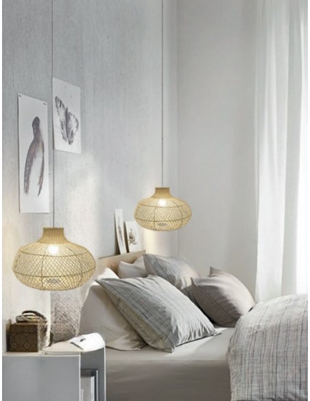 COLGANTE E27 MIMBRE MATURAL 50CM