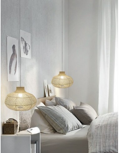 COLGANTE E27 MIMBRE MATURAL 60CM