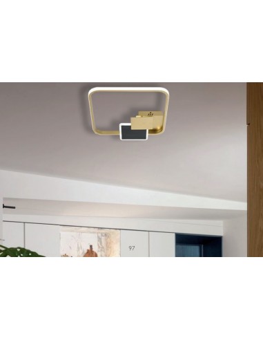 PLAFON CCT CUADRADO 28W ORO NEGRO...