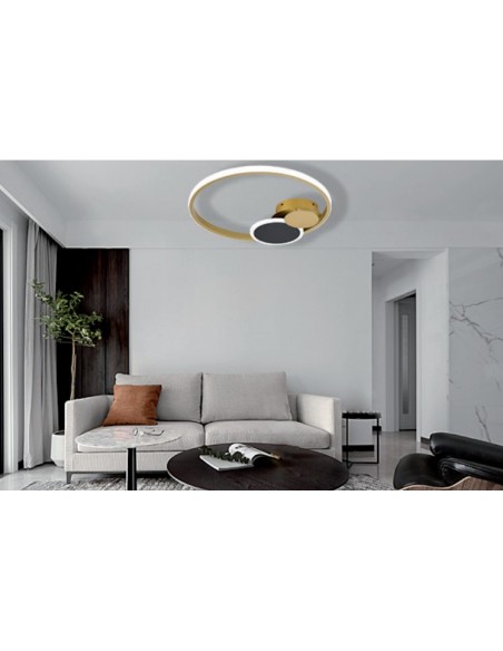 PLAFON CCT REDONDO 28W ORO NEGRO 40CM CON MANDO 2