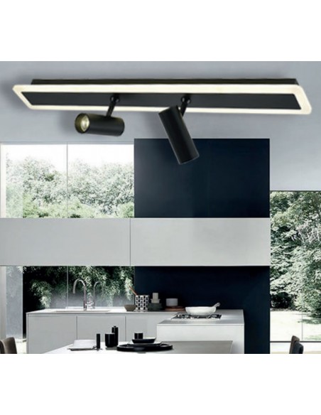 PLAFON 36W REGLETA 2 LUCES RECTANGULAR NEGRA 4000K