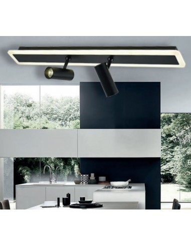 PLAFON 36W REGLETA 2 LUCES RECTANGULAR NEGRA 4000K