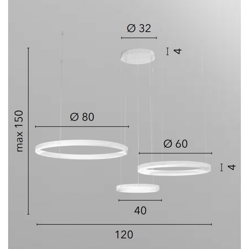 LAMPARA 3 AROS CCT 120W CIRCULARES BLANCOS