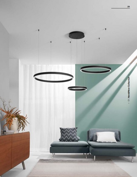 LAMPARA 3 AROS CCT 120W CIRCULARES NEGROS