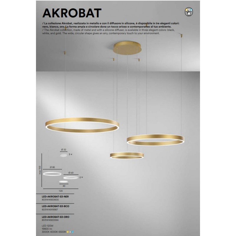 AKROBAT LAMPARA DISEÑO 3 AROS CCT...