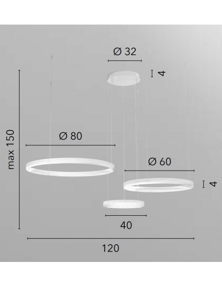 LAMPARA 3 AROS CCT 120W CIRCULARES NEGROS 2
