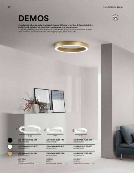 DEMOS CCT PLAFON 120W ORO 120CM 2