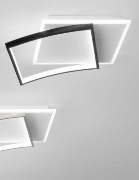 AYRTON PLAFON 42W NEGRO DOBLE CUADRO 42CM