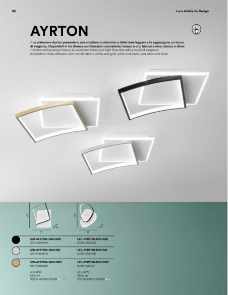 AYRTON PLAFON 42W NIQUEL... 2