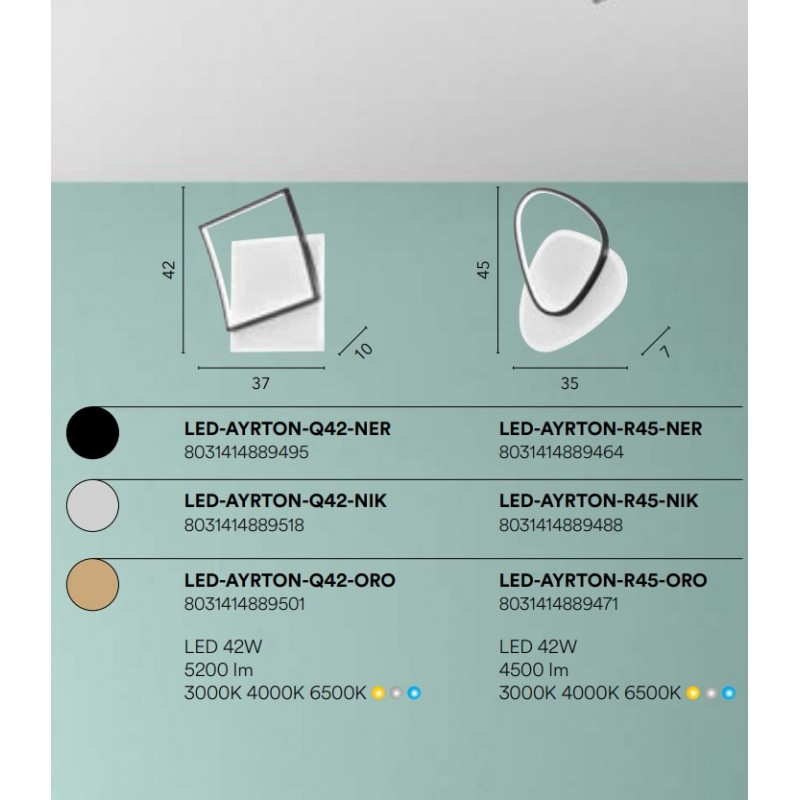 AYRTON PLAFON 42W NEGRO DOBLE CUADRO...