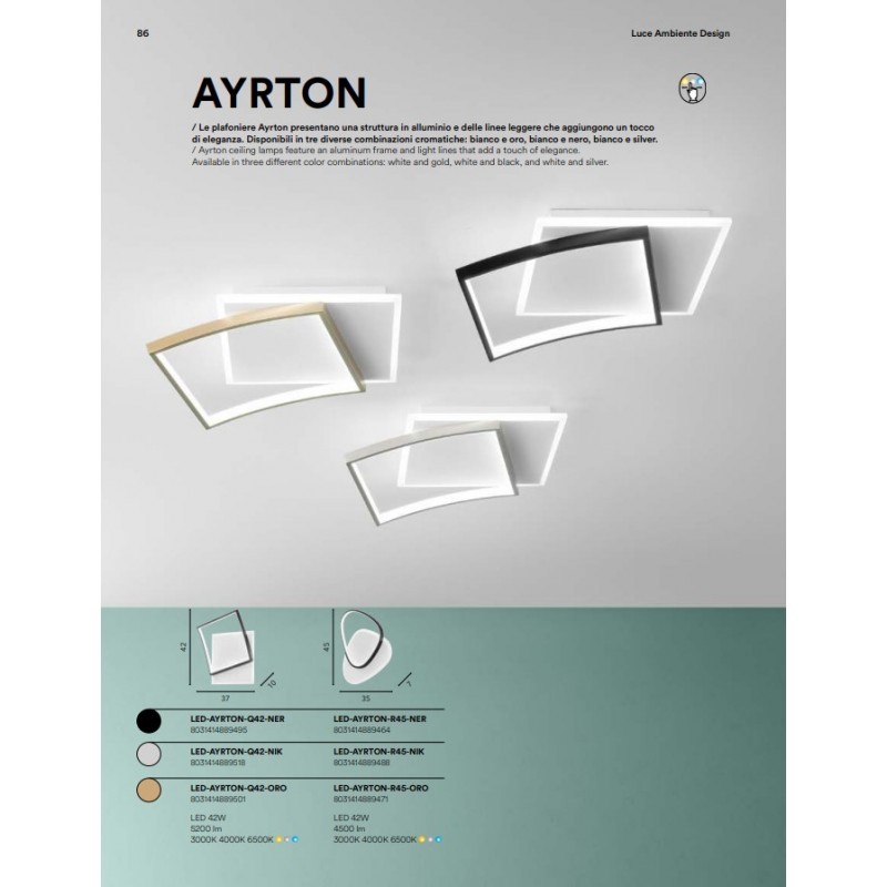 AYRTON PLAFON 42W NEGRO DOBLE CUADRO...