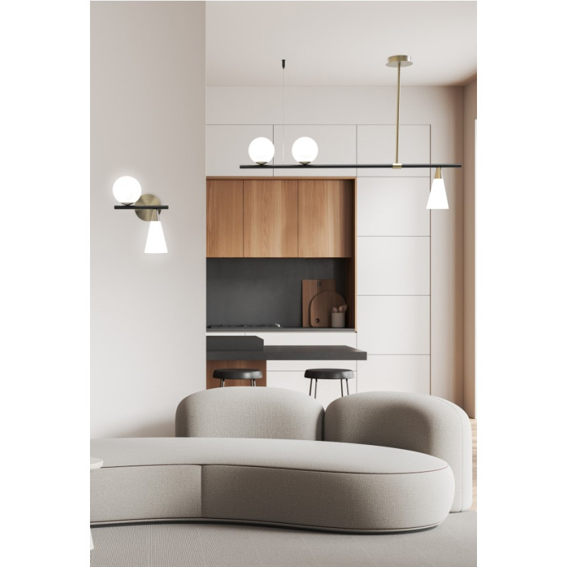 MIKADO APLIQUE 1+1 LUCES ORO NEGRO