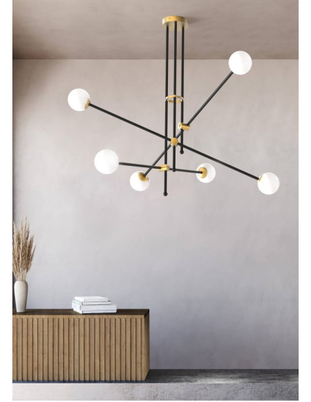 LAMPARA KEVIN 6 LUCES NEGRO