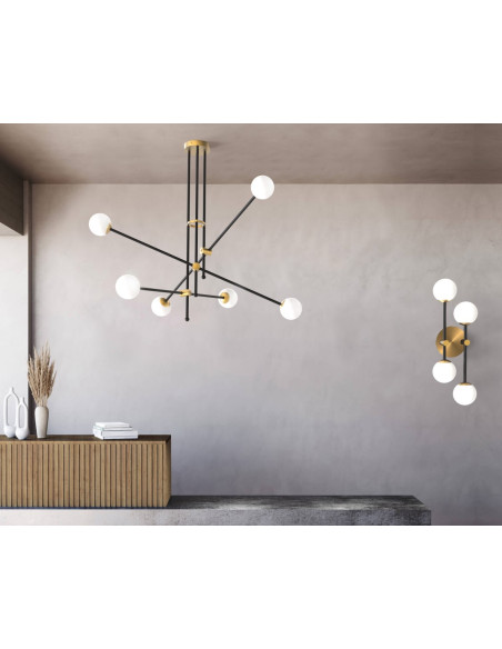 LAMPARA KEVIN 6 LUCES NEGRO 2