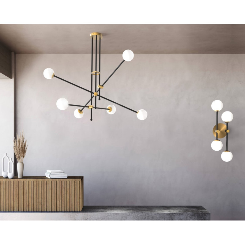 LAMPARA KEVIN 6 LUCES NEGRO