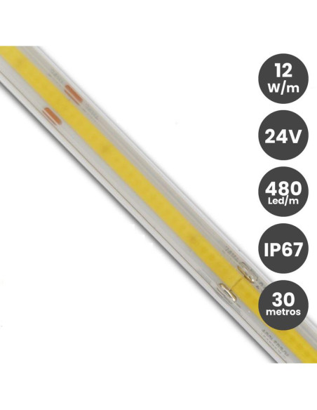 TIRA LED COB 220V 12W/M 480LED/M BOBINA 30M