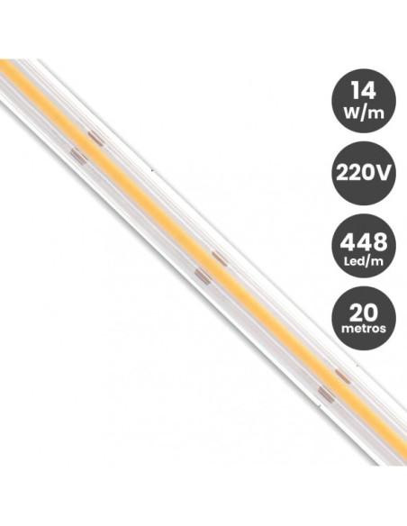 TIRA 14W LED COB 480 CHIP/M 220V  4000º IP67 CRI90