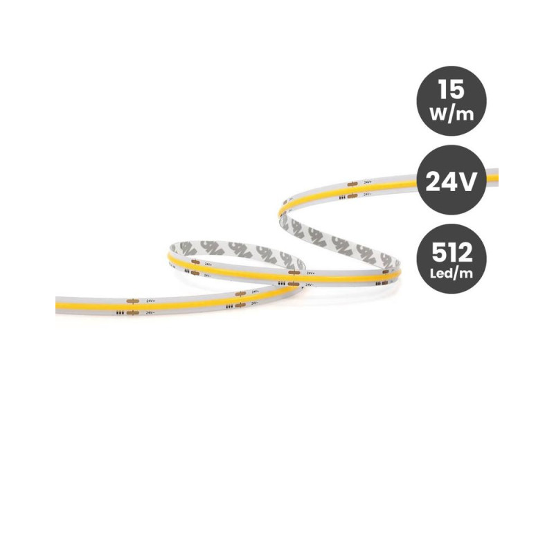 TIRA LED 15W/M 512LED/M COB 24V IP20 2700K