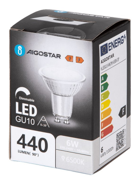 BOMBILLA CRISTAL 6W LED GU10 REGULABLE 2700ºK