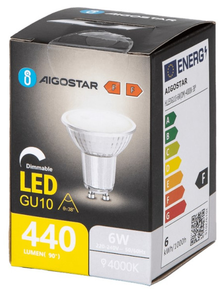 BOMBILLA CRISTAL 6W LED GU10 REGULABLE 4000ºK