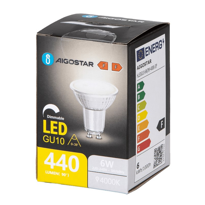 BOMBILLA CRISTAL 6W LED GU10 REGULABLE 4000ºK