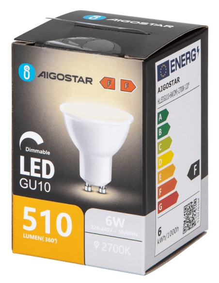 BOMBILLA 6W LED GU10 REGULABLE 2700ºK  510lm