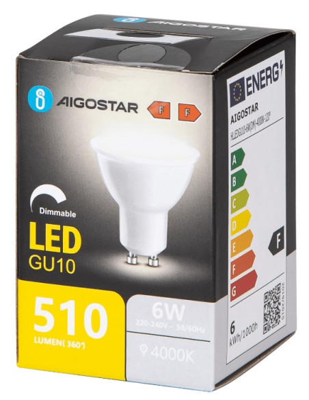 BOMBILLA 6W LED GU10 REGULABLE 4000ºK  510lm