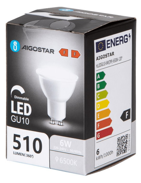 BOMBILLA 6W LED GU10 REGULABLE 6500ºK  510lm